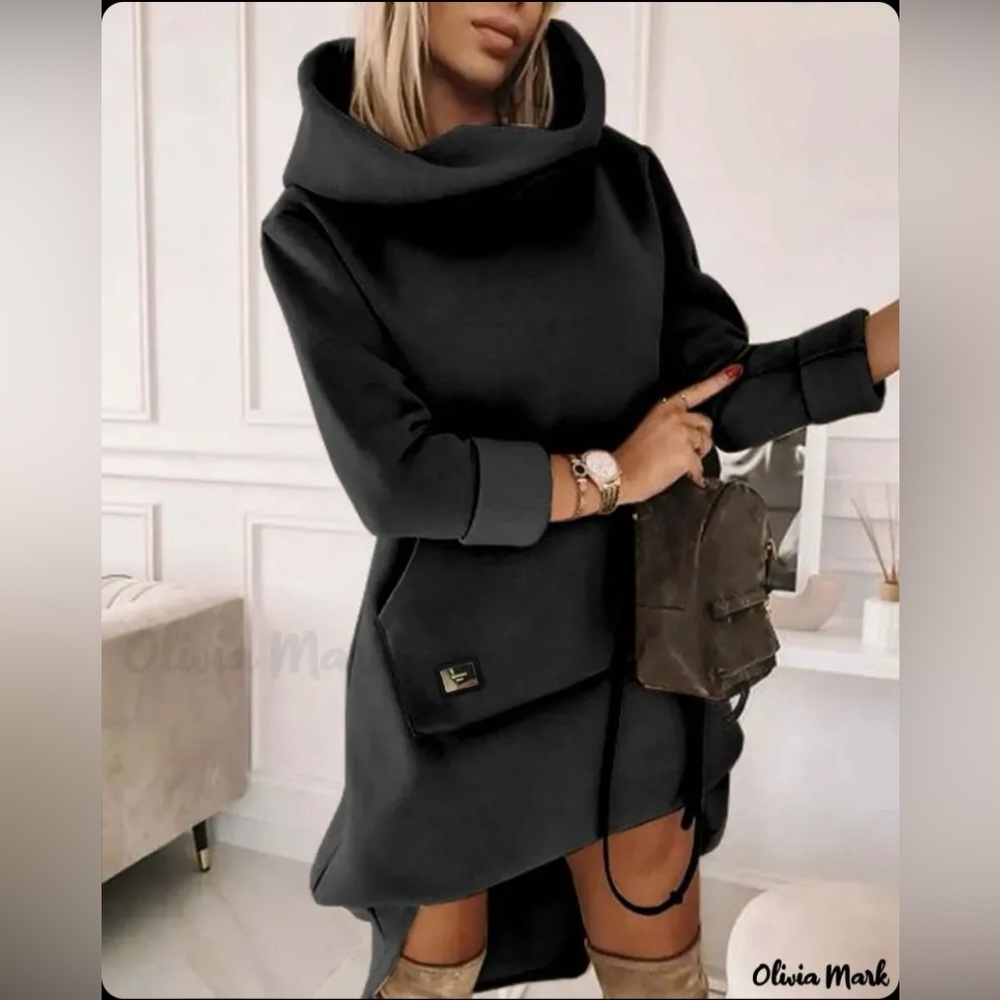 Olivia Mark Fleece Lined Hooded Dress